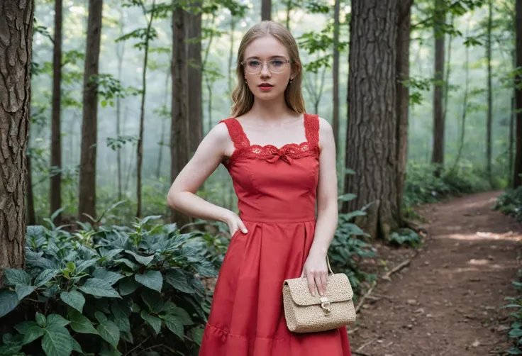 cinematic film still <lora:PetiteNymphet_SDXL_v1.0:1.1>
professional documentary photography, honest, RAW, (shot from side, side profile:1.2), sharp, pale skin, ((ohwx woman)) posing in a
Sleeveless square neck cotton dress in red A-line skirt hits at the knee White lace up espadrilles Woven raffia purse and cat eye sunglasses Clean lines and classic white,
.hyper detailed, two-tone lighting, subsurface scattering, caustics, cinematic, in style of Platon shot on Canon EOS 5D Mark IV 24-70mm f/2.8 1/125s 400 Natural light, reflectors,
(Great Smoky Mountains, Tennessee Old forest paths Appalachian mountain range Verdant valleys below Foreground middleground and background Ancient trees engulf the scene Mist hangs in the woods at dawn:1.1),
epic photo . 35mm photograph, film, bokeh, professional, 4k, highly detailed, smirk, light-blue eyes . shallow depth of field, vignette, highly detailed, high budget, bokeh, cinemascope, moody, epic, gorgeous, film grain, grainy