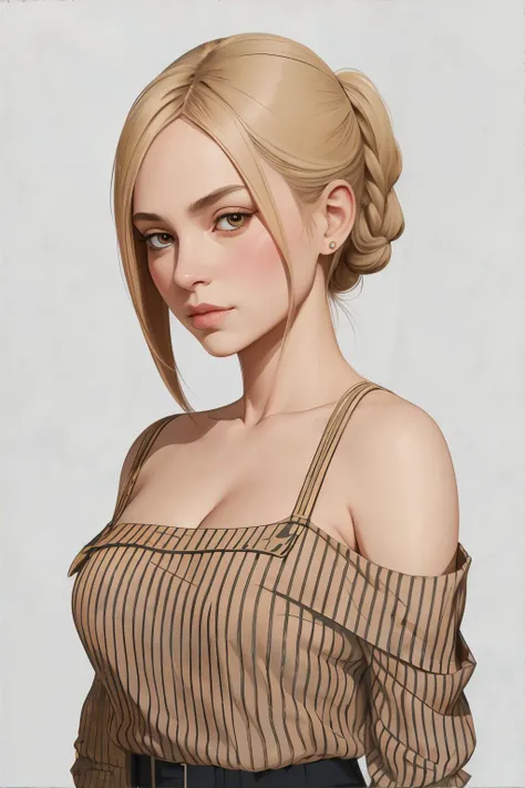 <lora:mxpastelstyle:0.8>, flat color illustration, portrait of a woman wearing beige striped cold shoulder shirt, stole || <lora:mxpastelstyle:0.2>, flat color illustration, masterpiece, 8k, high resolution, shallow depth of field, sharp focus