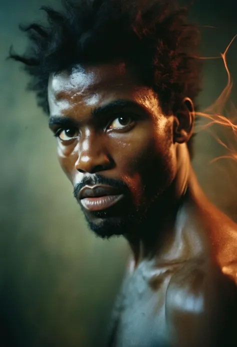 RAW photograph, an african male, masterpiece, 8k, dslr, amazing natural lighting, deep darks, avant garde, fashion magazine cover, long exposure photography, rich emotive colors, movement of light, high contrast, kodachrome, analog film, 35mm photograph, subsurface scattering, style of Steve McCurry