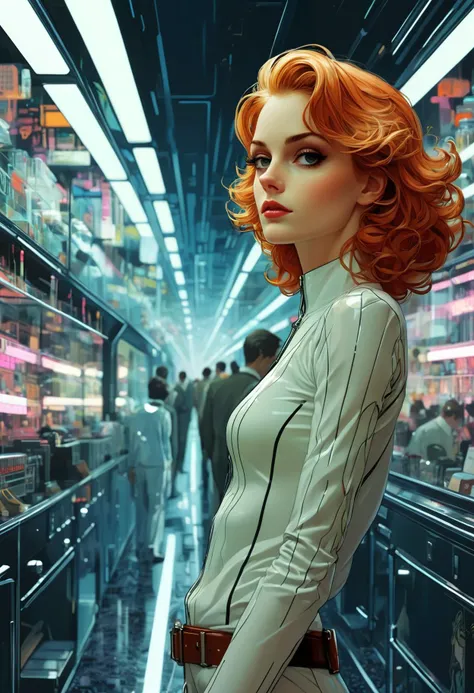 Manga illustration, pretty woman, postapolyptic punk, vibrant colors, highly detailed, scifi, ((very sharp intricate details)), deep darks, dramatic composition, raytracing, detailed background, (art by Phil Noto AND Mike Magnola AND Hayao Miyazaki)