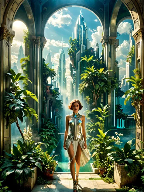 A stunning digital art composition that merges the elegance of classical architecture with the cutting-edge innovation of futuristic metropolises, where grandiose structures and soaring skyscrapers intertwine with lush, verdant gardens and crystalline waterways. This evocative piece invites contemplation on the harmonious balance between urban development and natural preservation, offering a vision of a future where humanity and nature thrive in perfect equilibrium.
very detailed, RAW photograph, masterpiece, best quality, official art, atmospheric lighting, cinematic composition, complex multiple subjects, vibrant, Leica Q2 with Summilux 35mm f/1.2 ASPH, Ultra High Resolution, dramatic angle, epic, hyperrealistic,
 <lora:xl_more_art-full_v1:1>
 <lora:Netropolis_Movie_Style_SDXL:0.5> mad-ropolis-movie, futuristic, art deco, 
<lora:Low-key lighting Style:1> low-key lighting style,
<lora:Rembrandt Lighting Style:1> rembrandt lighting style,  shadow, partially covered in shadow,, style by Lawrence Alma-Tadema and William Bouguereau and Édouard Debat-Ponsan