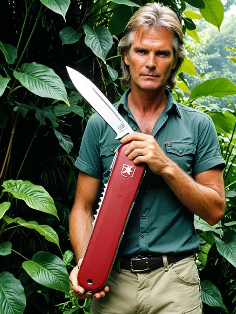 photo, trending in Artstation,
(opening a 10 feet giant folding victorinox swiss army knife:1.9) macgyver, richard dean anderson, mullet hair, in the jungle,
<lora:xl_more_art-full_v1:0.8>
<lora:add-detail-xl:1.1> misc, <lora:RubberHose_Characters_SDXL_v1:1.2> rubber_hose_character