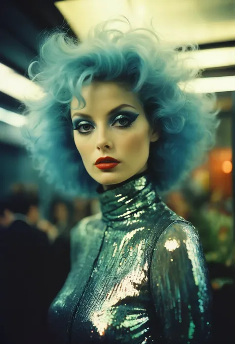 RAW Photo, retro scifi, avant garde, a woman in a bizarre costume, fascinating creativity, polaroid, kodachrome, 8k, masterpiece, depth of field 270mm, Reflected light, Hasselblad, Kodak portra 800
