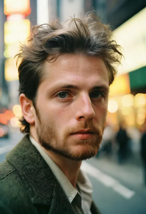 RAW photo, an Irish man in New York, 35mm photograph, film grain, bokeh, professional photo, Kodak portra 800, 8k, ultra detailed, natural lighting