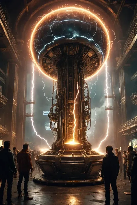 imaginarium turbo is great and gives fantastical outputs. it is good at both ultra realistic and artistic illustrations. for example here is a huge timemachine covered with plasma energy and lightning strikes in a dark sci-fi cinematic environment and people waiting around