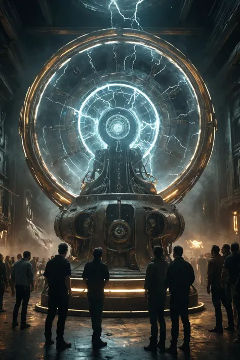 imaginarium turbo is great and gives fantastical outputs. it is good at both ultra realistic and artistic illustrations. for example here is a huge timemachine covered with plasma energy and lightning strikes in a dark sci-fi cinematic environment and people waiting around