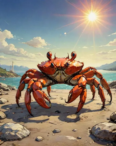 Cycles render, Magnificent Crab, Very wide view, Regret, Neo-Expressionism, Lens Flare, <lora:EldritchArt1.0:0.8>