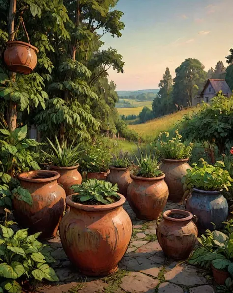 <lora:EldritchArt1.0:1>, [ (fantasy art designed by WLOP:1.2) | (Junji Ito:1.3) ], Raw digital photo, award winning, landscape of a Scenic Amig500 Style (Lithuania:1.3) and Pots with plants, Gradient flora, at Dusk, Ultra Real, Fantasy, dynamic, Canon eos 5d mark 4, L USM, hyperdetailed, <lora:add-detail-xl:0.4>