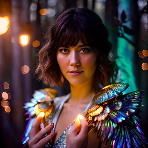 beautiful Mary Elizabeth Winstead as a fairy,(highly detailed:1.2),(best quality:1.2),(8k:1.2),sharp focus,(subsurface scattering:1.1),award-winning photograph,professional portrait photography,(close shot:1.1) (glowing bioluminescent forest:1.2),iridescent fairy wings (very detailed background:1.2),(fantasy:1.1), analog style, modelshoot style, knollingcase, dreamlikeart, elden ring style, dramatic lighting, by wlop jeffrey simpson greg rutkowski alphonse mucha wlop,<lora:maryElizabethWinstead_v10:0.9>