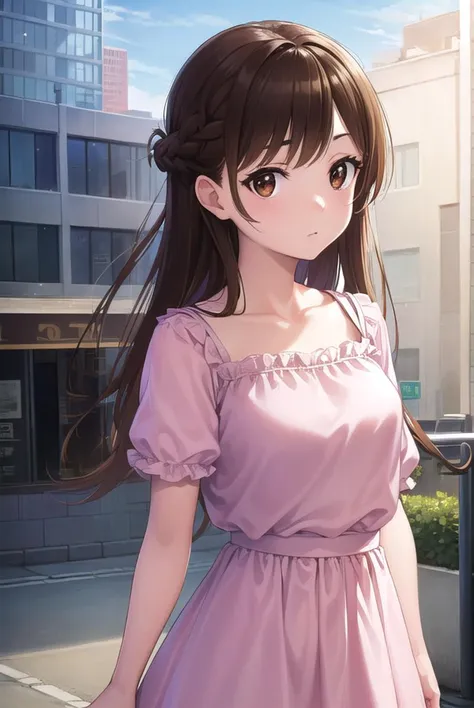 mizuharachizuru, <lyco:mizuharachizuru-lyco-nochekaiser:1>, 
mizuhara chizuru, long hair, brown hair, (brown eyes:1.7), (one side up:1.5), bangs, braid, hair braid,
BREAK bare shoulders, collarbone, pink shirt, puffy short sleeves, puffy sleeves, red bow, shirt, short sleeves, skirt, white skirt,
BREAK outdoors, city,
BREAK looking at viewer, (cowboy shot:1.5),
BREAK <lyco:GoodHands-beta2:1>, (masterpiece:1.2), best quality, high resolution, unity 8k wallpaper, (illustration:0.8), (beautiful detailed eyes:1.6), extremely detailed face, perfect lighting, extremely detailed CG, (perfect hands, perfect anatomy),