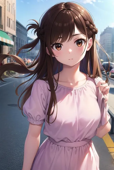 mizuharachizuru, <lyco:mizuharachizuru-lyco-nochekaiser:1>, 
mizuhara chizuru, long hair, brown hair, (brown eyes:1.7), (one side up:1.5), bangs, braid, hair braid,
BREAK bare shoulders, collarbone, pink shirt, puffy short sleeves, puffy sleeves, red bow, shirt, short sleeves, skirt, white skirt,
BREAK outdoors, city,
BREAK looking at viewer, (cowboy shot:1.5),
BREAK <lyco:GoodHands-beta2:1>, (masterpiece:1.2), best quality, high resolution, unity 8k wallpaper, (illustration:0.8), (beautiful detailed eyes:1.6), extremely detailed face, perfect lighting, extremely detailed CG, (perfect hands, perfect anatomy),