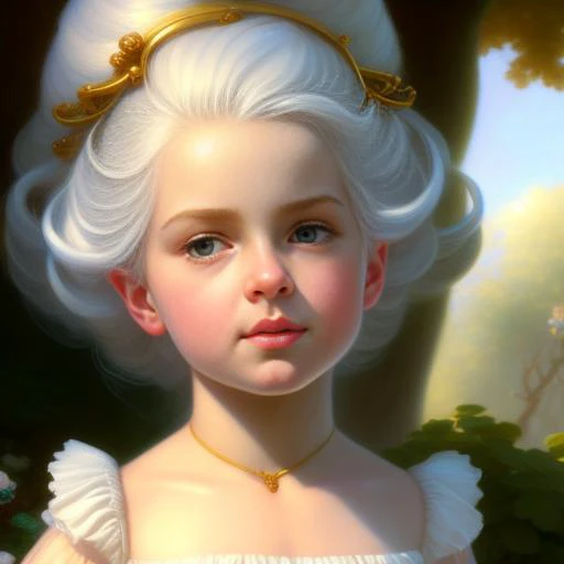 award winning photo, up close portrait of a cute girl with white hair, in the garden, HAROQUE, art by wayne barlowe and thomas eakins and artgerm and william adolphe bouguereau, highly detailed background, intricate details, modelshoot style, dreamlikeart, dramatic lighting. 8k, highly detailed, trending artstation,