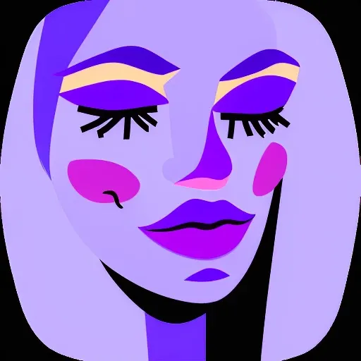 <lora:ttsicon:1> A woman with blue eyebrows, purple lips, and a 45-degree profile.