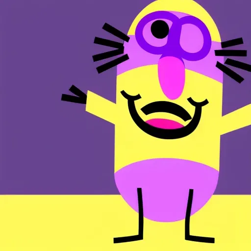 <lora:ttsicon:1> A microphone with a pink nose, black beard, yellow head, purple body, and hands on hips