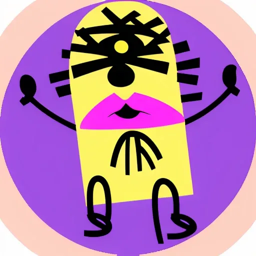 <lora:ttsicon:1> A microphone with a pink nose, black beard, yellow head, purple body, and hands on hips