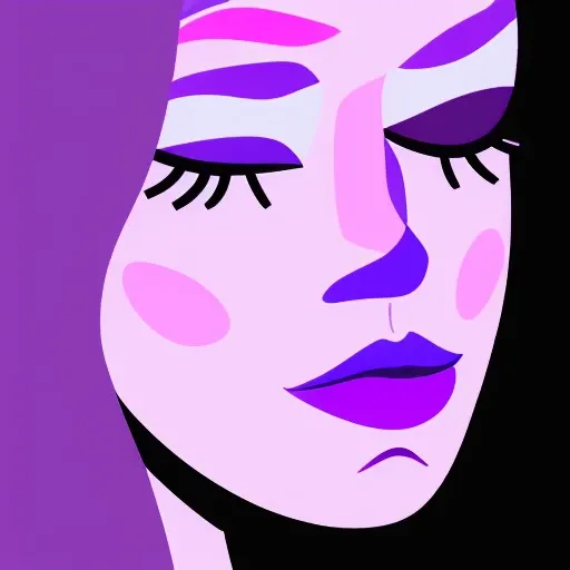 <lora:ttsicon:1> A woman with blue eyebrows, purple lips, and a 45-degree profile.