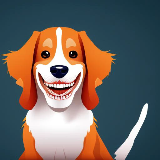 a dog with human teeth in a playful 2d style