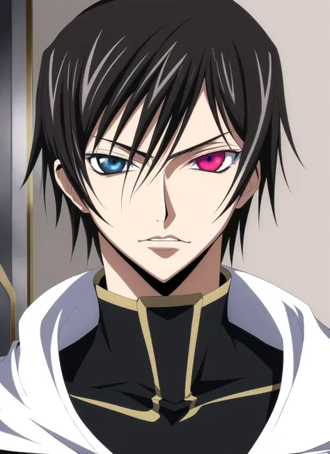 codeGeass <lora:codeGeass_offset:1>, , lelouch vi britannia, 1boy, black hair, geass, heterochromia, male focus, solo