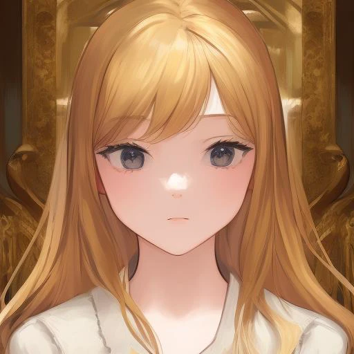 masterpiece, 1girl, detailed face + gold :1.5, nose, honey blonde, ( pajamas :1.2), closed mouth, looking at viewer, long hair , background: courtroom , solo, upper body