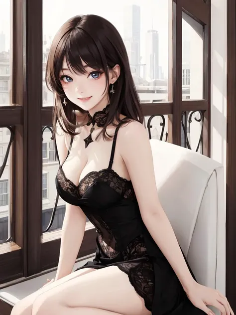 (masterpiece, best quality, beautiful:1.4), 1girl, (Yor Forger innocent housewife:1.2), corneo_yor_forger:1.5, smile, (black hair:1.2), (sidelocks:1.1), pantyhose, small breasts, outdoors, sky, city, looking at viewer, sexy pose