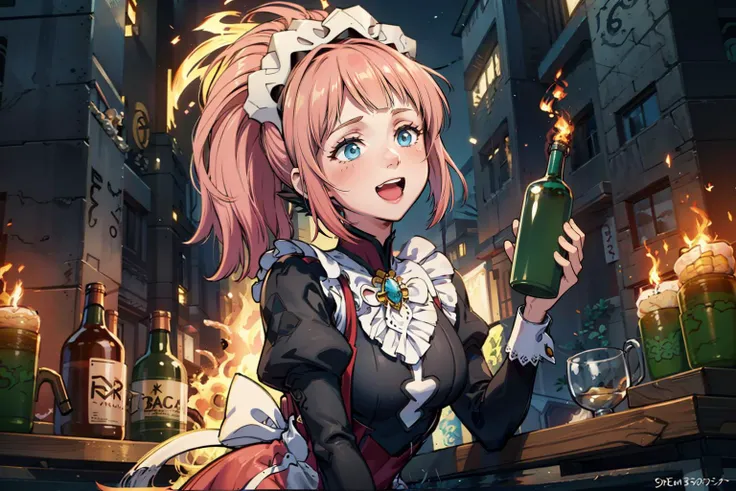 masterpiece, best quality, scene of a woman holding molotov, fire <lora:zoom_slider:1.5> <lora:felicia-fe-richy-v1:0.85> maid headdress, maid apron, holding molotov, fire:1.3 warzone, fire:1.3 <lora:2077_Style:0.8> 2077_Style :D <lora:concept_holdingmolotov-10:1> night,