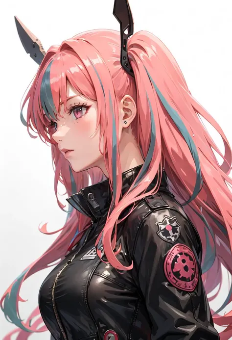 ((top-quality)), ((masterpiece)), ((ultra-detailliert)), (extremely delicate and beautiful),(((Dramatic)))、(((gritty)))、(((vehement)))Movie poster featuring a young woman as the main character。Beautiful long pink hair、Magazine Art、She wears stylish and edgy clothes、Stand confidently in the center of the poster。Dressed in costume、I have a look of determination on my face。The background is dark and gritty.、Feeling danger and intensity。Text is bold and attention-grabbing、The catchy tagline is、Enhances the overall sense of drama and excitement。The color palette is predominantly bright、studded with saturated bright colors.、It gives the poster a dynamic and visually striking look。a miniskirt、校服、Black Choker