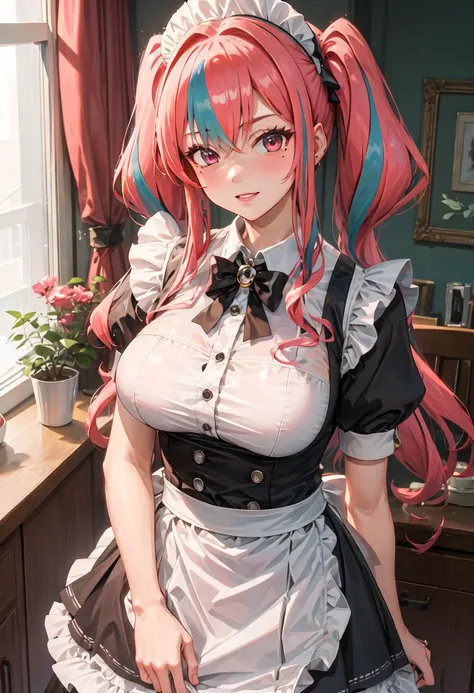 Cat-eared pink-haired maid outfit