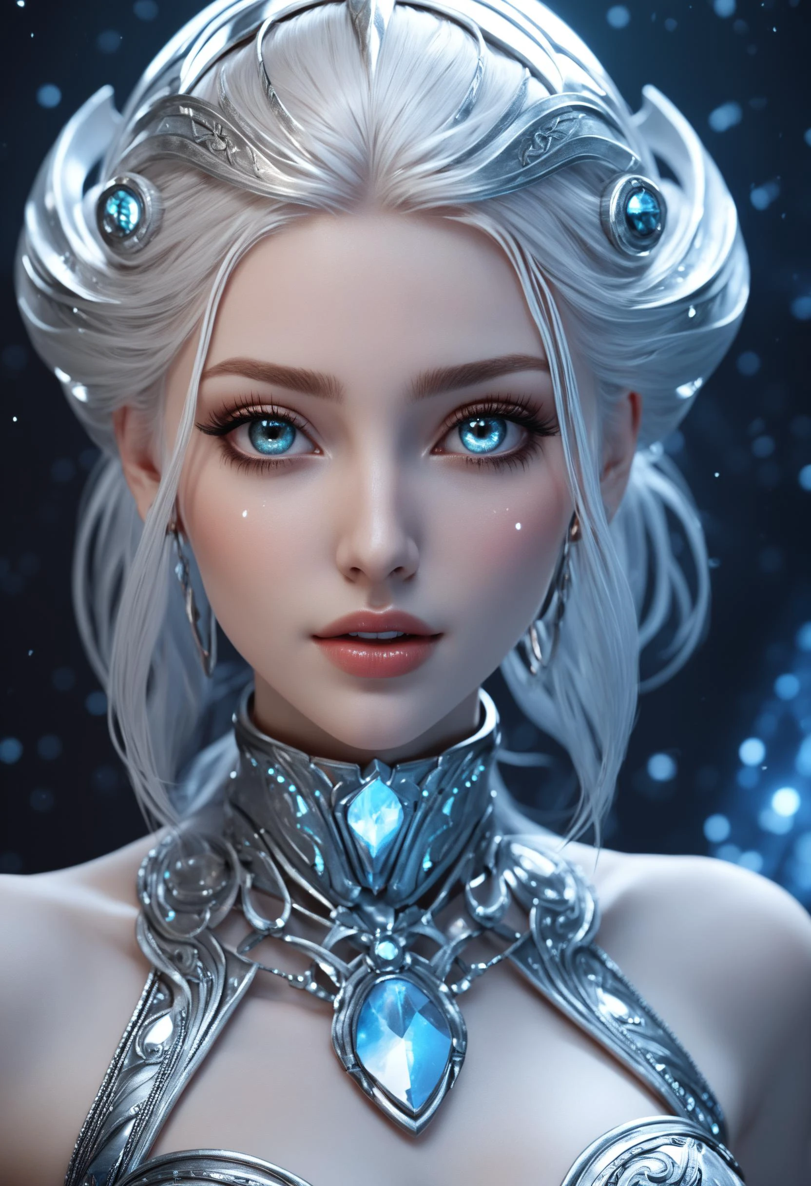 (masterpiece:1.1), (best quality:1.1), piercing ultra-details, (aesthetic:1.1), fantastic epic masterpiece, ((full-body-shot)), (dynamic standing pose:1.0) masterpiece, highest esthetic score, photo of an exquisitely beautiful pale skin european 1girl, 19-year-old, modern implementation of sci-fi "botichhelli The Birth of Venus"starlight falls on beautiful gorgeous detailed young face. Depth of field, insane details:1.4, ultra detailed, absurdres, 1:280f Zeiss lens, long aperture, fiery opal, platinum, obsidian ,feet in the shell, extraterrestrial sight, intricate background, style by soa nala Lee, bare feet, piercing eyes, detailed pupils, highresolution texture face
