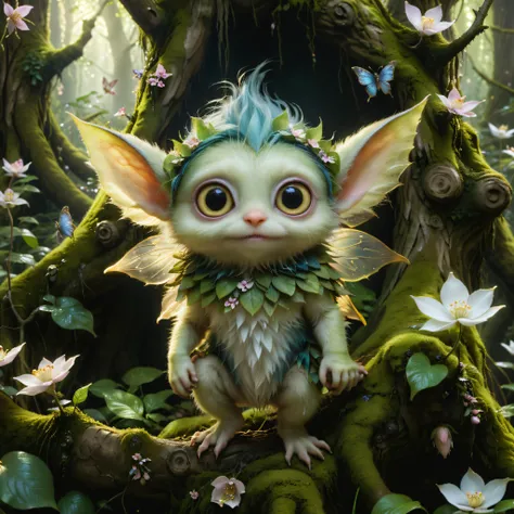 (high quality1.4), (exquisite masterpiece1.5),
A cute colorful fluffy kawaii fluffy ddler goblin, huge kind eyes, professional wildlife photography, in a fantasy swamp forest,(exceptionally detailed1.6),
4K UHD, 8K UHD, High-definition, amazing capturing In style of Brian Froud, trending on Saatchi Art, captures the (whimsical charm1.3) of an (enchanted forest1.3). (Luminous fairies1.4) dance among (ancient trees1.3), and (shimmering petals1.4) grace the (enchanting glade1.3)