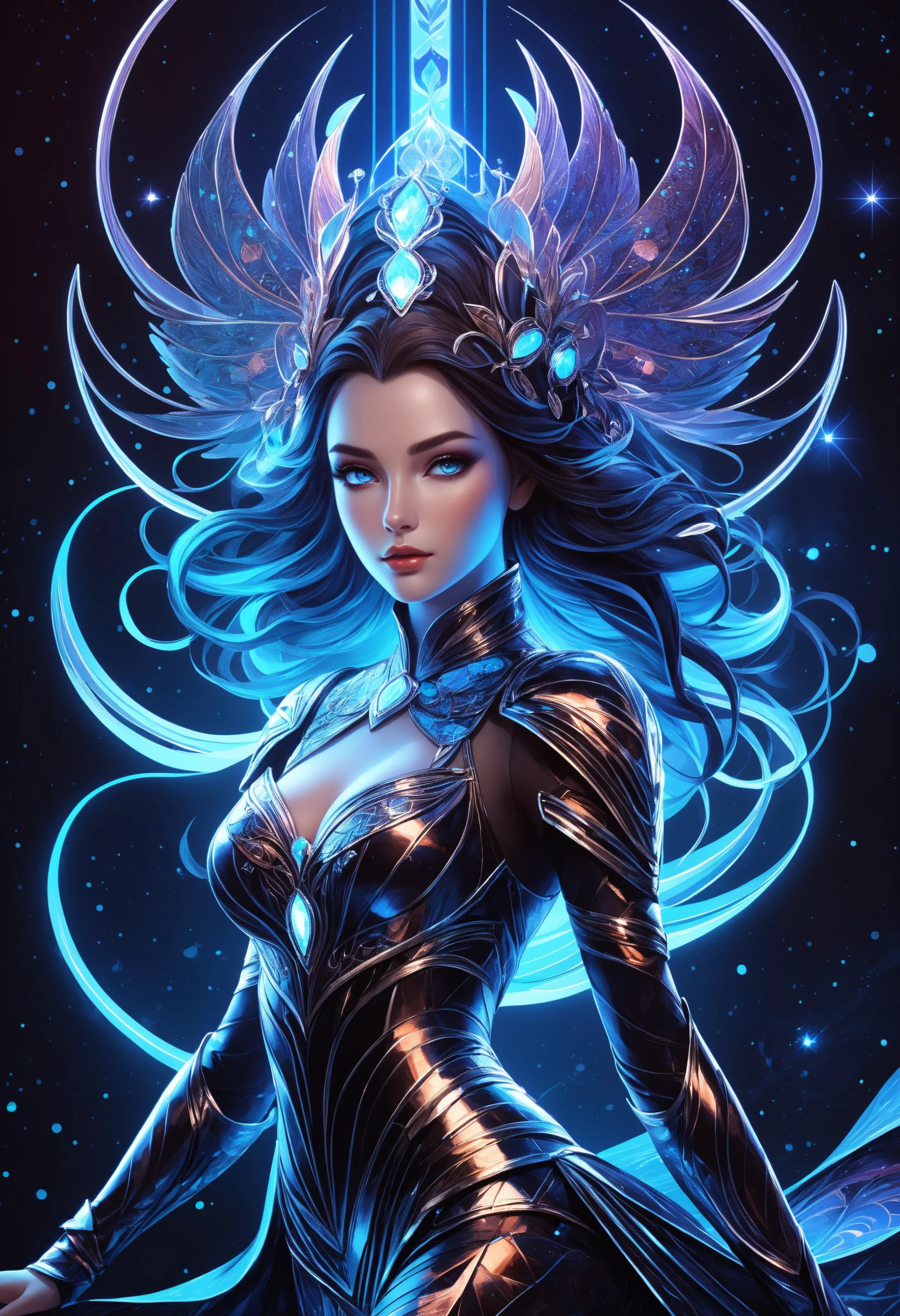 thighs-up, fantastic epic masterpiece, ((full-body-shot)), standing masterpiece, highest esthetic score, photo of an exquisitely beautiful pale skin european 1girl, futuristic fantasy figure in style of vector batik made of neon ink.
(epic graphic work from most famous fantasy book1.5), (stellar masterpiece1.6), (visually breathtaking1.7), 16K, An awe-inspiring lines made with neon light in the complete darkness captures the essence of an (epic graphic work from most famous fantasy book1.3), with (fractal design1.4) and (intricate details1.4) unfolding. The (vector brilliance1.4) adds to the (alluring atmosphere1.4) surrounding this (timeless eternal moment1.4). Trending on Fantasy Art Hubs. made with neon light in the complete darkness captures the essence of star birth,
32K, Quantum dot, UHDR, luminous face, Ethereal glow , cinematic, reallife!,fantasy details,Jasmine Beckett Griffith, Karl Brulov, Peter Rubens , sharp focus, hyperdetailed, beautiful, mysterious,fantasy details,Jasmine Beckett Griffith, Karl Brulov, Peter Rubens , sharp focus, hyperdetailed, unfolding event. The (vector brilliance1.4) adds to the (alluring atmosphere1.4) surrounding this (timeless eternal moment1.4). Trending on Fantasy Art Hubs, mist and smoke surrounds the center.