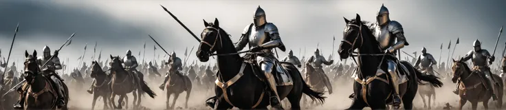 two great armies fight in medieval times, knights, cinematic warfare
