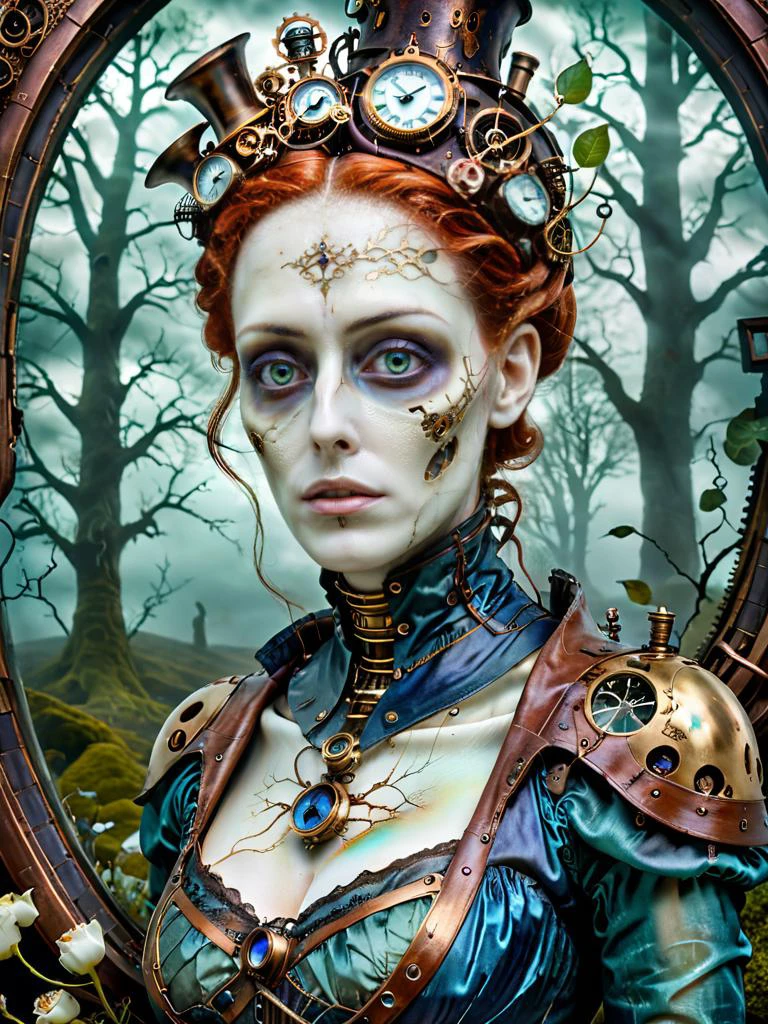 award winning photograph of a hyperkraximalism ghostly apparition with sorrowful eyes in wonderland, magical, whimsical, fantasy art concept, steampunk, intricate details, best quality, masterpiece, ultra shartp, hyper realistic, realism, sfw, <lora:hyperkraximalism:0.6>