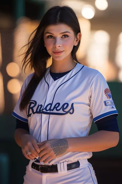 DEN_laura_garcia,
playing baseball and wearing a baseball uniform swinging a bat, baseball uniform, playing baseball, baseball,
bokeh, f1.4, 40mm, photorealistic, raw, 8k, textured skin, skin pores, intricate details <lora:epi_noiseoffset2:1>, epiCRealism <lora:ClothingAdjuster3:-1.0>