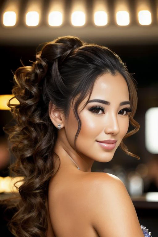 portrait photo of AngieVarona beautiful woman hair updo upsweep nightclub sitting at bar (masterpiece) (best quality) (detailed) (8k) (HDR) (wallpaper) (cinematic lighting) (sharp focus) (intricate) <lora:AngieVarona:0.95>