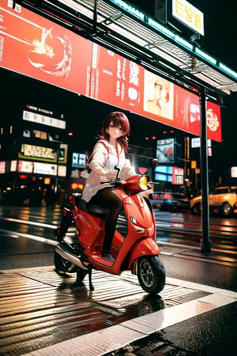 highly insanely detailed, masterpiece, top quality, best quality, highres, 4k, 8k, RAW photo, (very aesthetic, beautiful and aesthetic),  
1girl, 
vanishing point, wide_shot, 
((pedestrian hell)), ((busy street in taiwan)), taipei road, scooter, motorcycle, wind, trees, crowd, traffic light, ocityscape, shopping, storefront, signboard, building, greenery, 
city-life-overload, 
flare, fog, wet, wet body, rain, raining, night, neon lights, twilight, 
solo, 1girl, sweat, ribbon, cleavage, shy, blush, bag, 
colorful cloudy sky, 
<lora:twbg_pedestrianhell:0>, 
vibrant purple clothes , 
very short hair ,bright blue-green hair, red hair, coral hair ,  , 
(chestnut eyes), 
indian with dark hair in a braid, brown eyes, darker skin tone, curvy, 
pure yellow background, transparent background, 
(flower, falling petals, petals on liquid, petals, cherry blossom:0.8), 
âââ