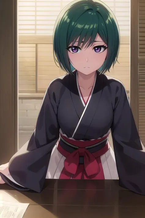 nozomikujo, <lora:nozomikujo-lora-nochekaiser:1>,
nozomi, short hair, green hair, (purple eyes:1.1),
BREAK nozomishinigami, japanese clothes, kimono, hakama, black kimono, black hakama,
BREAK looking at viewer, full body,
BREAK outdoors, night,
BREAK <lyco:GoodHands-beta2:1>, (masterpiece:1.2), best quality, high resolution, unity 8k wallpaper, (illustration:0.8), (beautiful detailed eyes:1.6), extremely detailed face, perfect lighting, extremely detailed CG, (perfect hands, perfect anatomy),