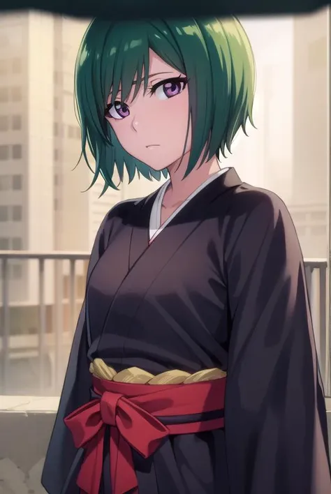 nozomikujo, <lora:nozomikujo-lora-nochekaiser:1>,
nozomi, short hair, green hair, (purple eyes:1.1),
BREAK nozomishinigami, japanese clothes, kimono, hakama, black kimono, black hakama,
BREAK looking at viewer, full body,
BREAK outdoors, night,
BREAK <lyco:GoodHands-beta2:1>, (masterpiece:1.2), best quality, high resolution, unity 8k wallpaper, (illustration:0.8), (beautiful detailed eyes:1.6), extremely detailed face, perfect lighting, extremely detailed CG, (perfect hands, perfect anatomy),