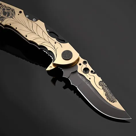 concept art folding knife tactical knife engraved blade, intricate details, Kintsugi South-American knife design, extremely beautiful, expressive brush strokes, 64K, a folding knife <lora:FF-Knives-XL-Cr2-v0163:1> . digital artwork, illustrative, painterly, matte painting, highly detailed
