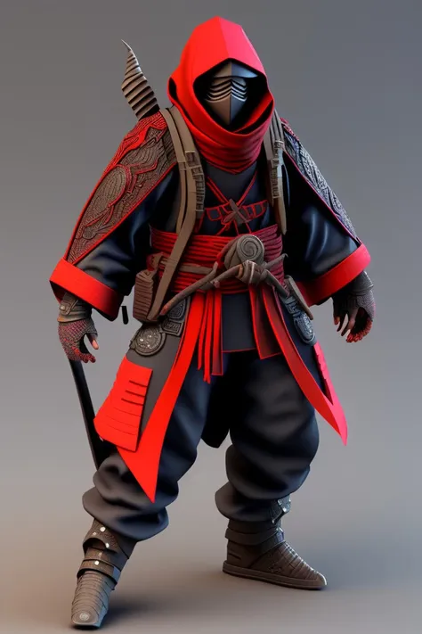 soviet ninja, intricate design, 3d render