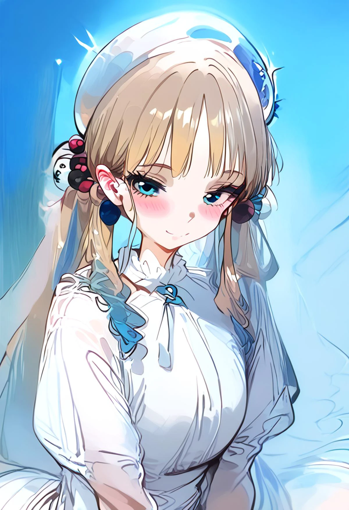 score_9,score_8_up,score_7_up,score_6_up,score_5_up,1990s \\(style\\),
<lora:jelee-chan CAME:1>, 1girl, bandaid, bangs, blonde hair, blue eyes, blue hair, blush, brown hair, closed mouth, hair bobbles, hair ornament, hat, jeleechan, jewelry, long hair, looking at viewer, multicolored hair, short sleeves, sleeves past wrists, smile, socks, solo, twintails, virtual youtuber, white dress, white footwear, white headwear, white shirt,
<lora:Himeno_Style_Pony:0.8>, <lora:AIã¤ã©ã¹ããããã:1>, <lora:OldAnimeStyle_XL_v3:1>