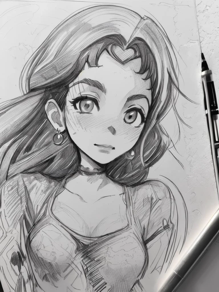 (Pencil_Sketch:1.2, messy lines, greyscale, traditional media, sketch), unfinished, hatching (texture), 1girl of (Magbule Sironi:1.3) <lora:Pencil_Sketch_Dim64_SD:1>