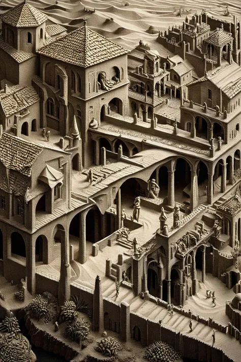 ral-sand,<lora:ral-sand:1>,
Escher's enigmatic world:1.2 is revisited in this tribute,where hands:1.1 seamlessly evolve into intricate patterns:1.1,creating an endless loop:1.2 of artistic exploration:1.2,art by escher,<lora:Escher_Blend:1>,