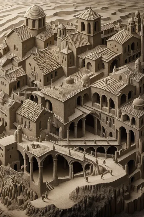 ral-sand,<lora:ral-sand:1>,
Escher's enigmatic world:1.2 is revisited in this tribute,where hands:1.1 seamlessly evolve into intricate patterns:1.1,creating an endless loop:1.2 of artistic exploration:1.2,art by escher,<lora:Escher_Blend:1>,