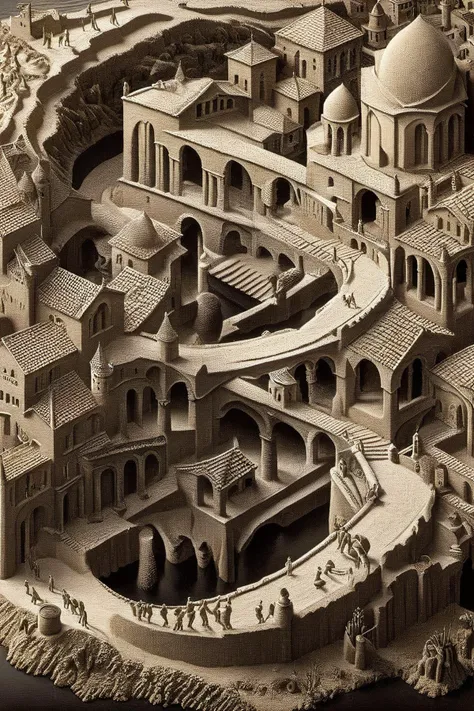 ral-sand,<lora:ral-sand:1>,
Escher's enigmatic world:1.2 is revisited in this tribute,where hands:1.1 seamlessly evolve into intricate patterns:1.1,creating an endless loop:1.2 of artistic exploration:1.2,art by escher,<lora:Escher_Blend:1>,