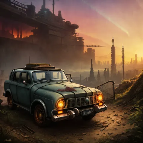 destroyed gate, (epic post apocalyptic destroyes city overgrown ruins), detailed background, red eyes, close-up, amazing fine detail, RAW photo, Nikon D850 film stock photograph Kodak Portra 400 camera f1.6 lens, rich colors, lifelike texture, dramatic lighting, unreal engine, trending on ArtStation, cinestill 800 tungsten, ((new dawn on horizon)), (aurora borealis), ((dieselpunk:1.3)), ((dieselpunk car)), (woman laying on car)
BREAK
(masterpiece, best quality, ultra realistic, 4k, 2k, (intricate, high detail:1.2), film photography, soft focus,
RAW photo, photorealistic, analog style, subsurface scattering, photorealism, absurd res)