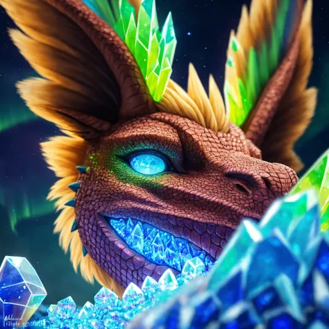 mighty dragon made out of glowing ((crystals)), aurora australis, smoke , fire
BREAK
(masterpiece, best quality, ultra realistic, 4k, 2k, (intricate, high detail:1.2), film photography, soft focus,
RAW photo, photorealistic, analog style, subsurface scattering, photorealism, absurd res), ((closeup))