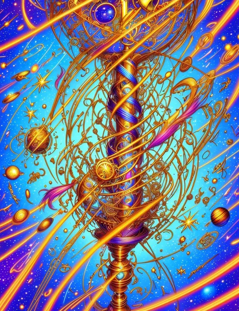 DonMC4745tr0ph1c male spiritweaver time magic series of interlocking golden gears and hourglasses suspended in space, complex, precise patterns, passage of time, warping perception of moments, <lora:DonMC4745tr0ph1c:1>