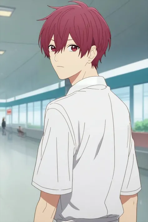 score_9, score_8_up, score_7_up, source_anime, rating_safe, intricate details, anime screencap, anime coloring, , looking at viewer, depth of field, 1boy, solo, male focus, <lora:souma_shiki_pony:0.8>, souma_shiki, red hair, red eyes, short hair, hair between eyes, bangs, from side, airport, day, sunny, looking back, speaking, talking, , <lora:sdxl_lightning_8step_lora:1>