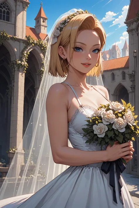 score_9,score_8_up,score_7_up,score_6_up,score_5_up,score_4_up,rating_explicit,1girl,android 18,cowboy shot,church,wedding dress,holding bridal bouquet,day,close up,happy,smile,<lora:Astraali_SomeStyle_PONY:0.8>