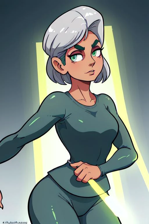 A old plain Chilean woman, sculpted facial features with tanned skin, soulful green eyes with thick eyebrows, a petite nose and defined cheekbones, luscious lips and defined jawline, with glowing iris and peaceful expression, wearing open grey activewear outfit, depth of field, god rays, vivid colors, cinematic hard lighting, smooth shadows
